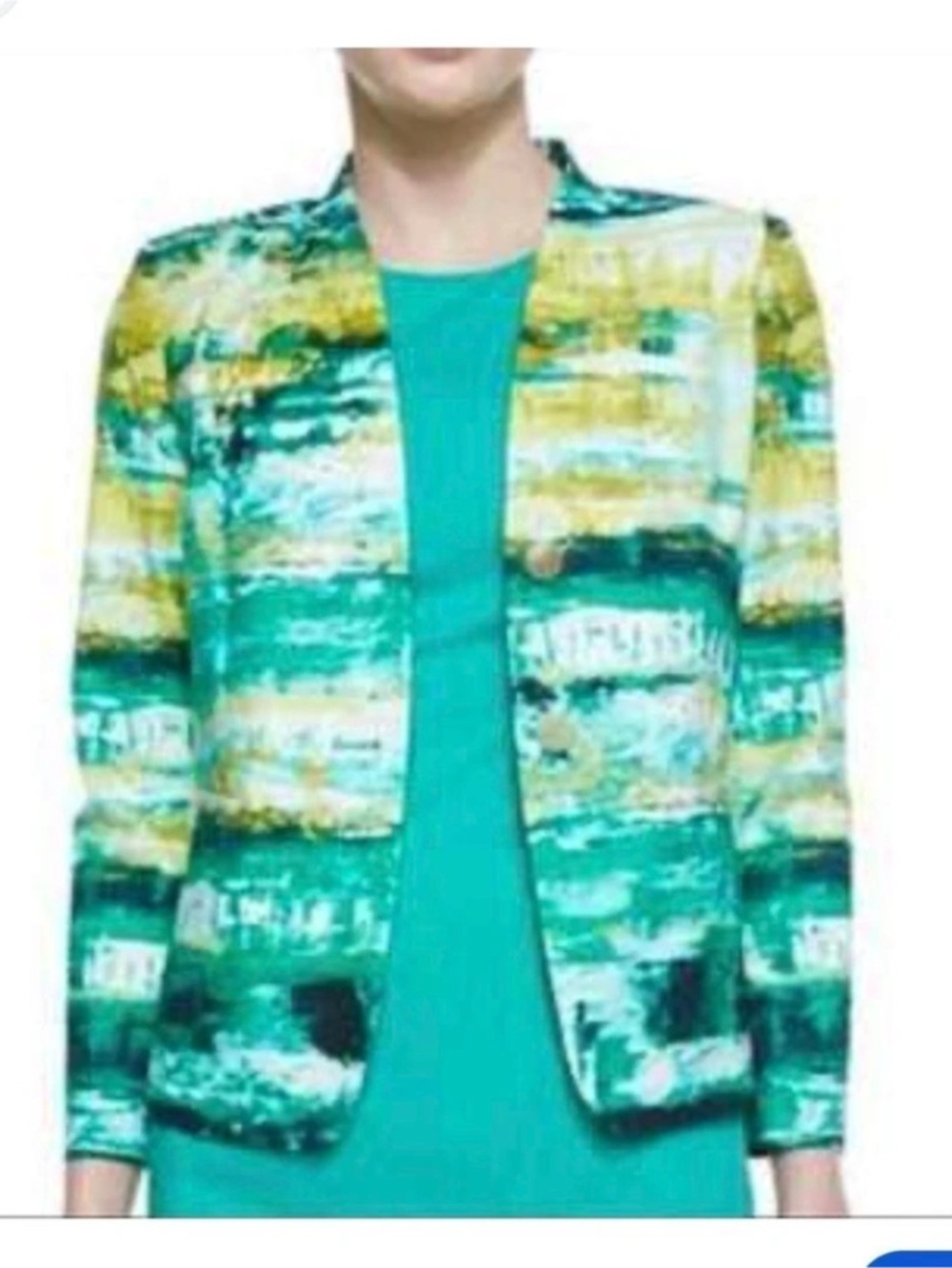 Lafayette 148 New York
Abstract Print Blazer in Green & Yellow Like New